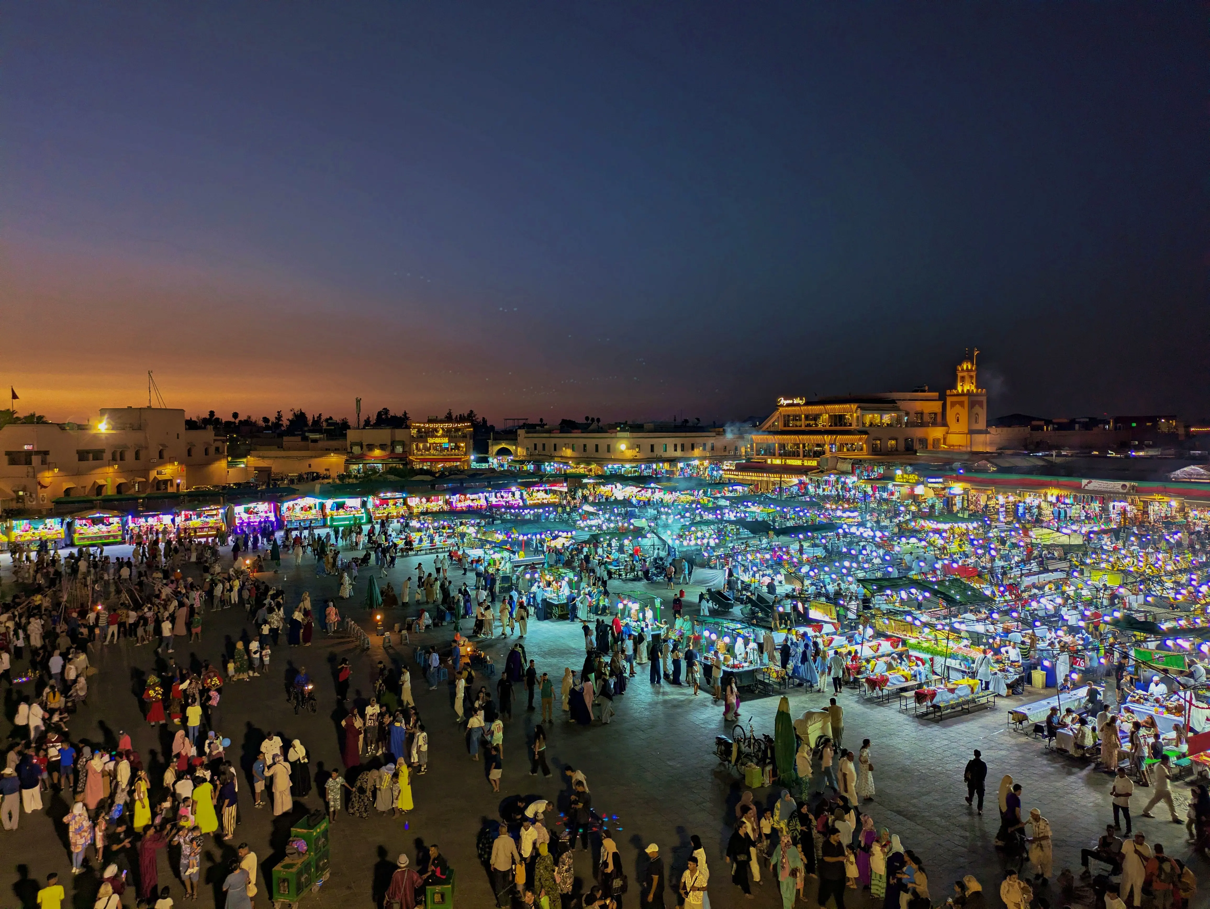 jamma el fna square in Marrakech at night